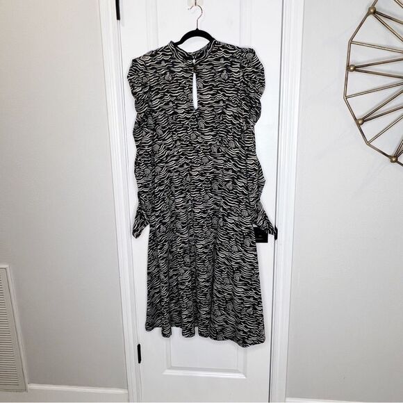 Anthropologie Puff-Sleeved Jacquard Midi Dress Size XL - Picture 4 of 12